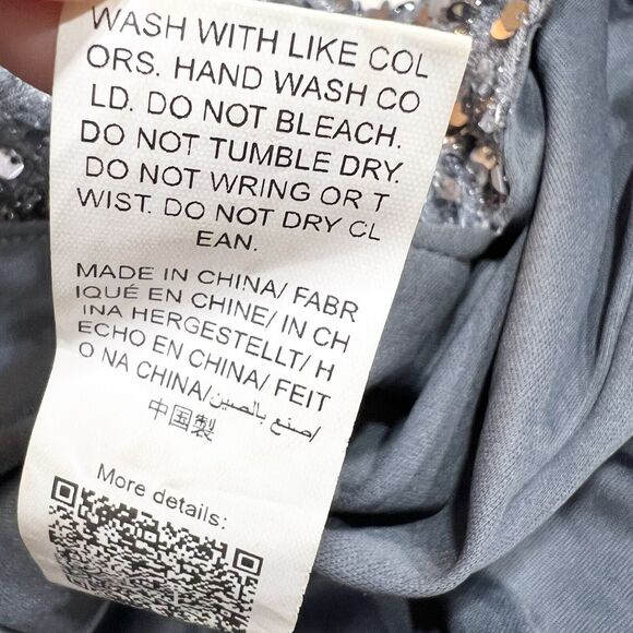 Faeriesty Silver Gray Sequin Formal Gown Bodycon Oversized Ruffle Sleeves Sz 3XL - Picture 9 of 12